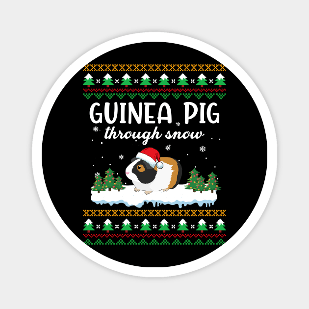 Guinea Pig Through Snow Funny Christmas Costume Magnet by Dunnhlpp